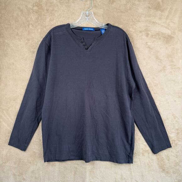 Michael Brandon T-Shirt Mens L Gray Cotton Long Sleeve Henley Outdoor Essential‎ - Picture 1 of 8